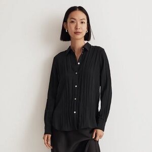 Madewell Crinkled Button-Up Shirt True Black Sz M NWT